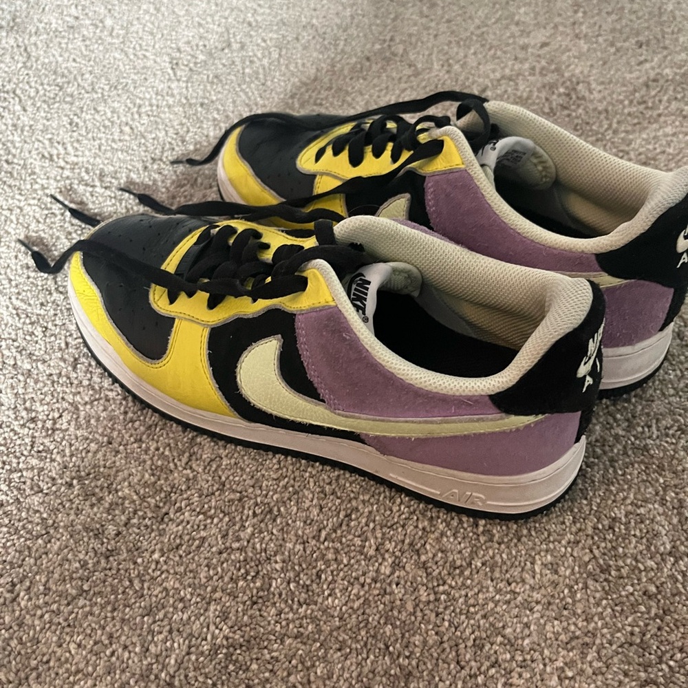 Nike Air Sneakers in Yellow, Black, and Purple